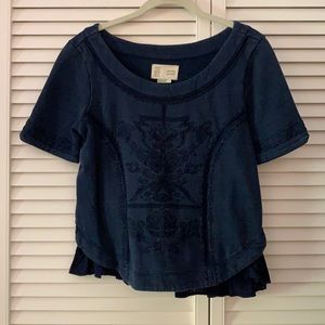 Anthropologie Navy Blue Top Sweater XS 0 2